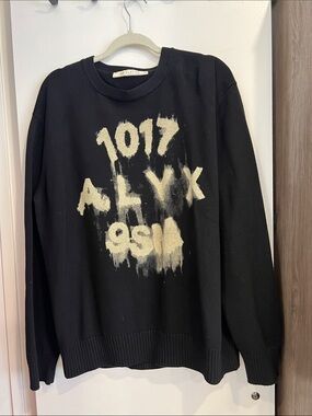 1017 ALYX 9SM Black Crewneck Sweater with Cream Graphic